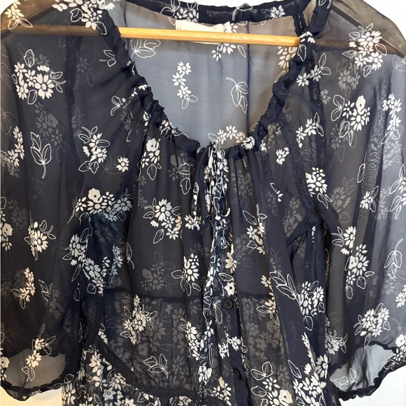 Johnny Was 4 Love and Liberty SemiSheer Silk Floral Tunic Top - Picture 5 of 9